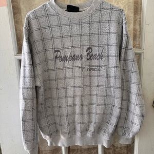 Vintage Plaid Cozy Pompano Beach Florida Crewneck Size Large